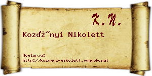 Kozányi Nikolett névjegykártya
